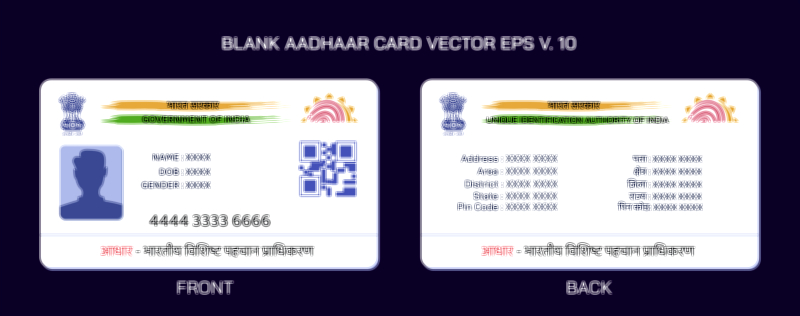 Aadhaar Card demo Vector Illustration – Identity Verification and Biometric Authentication in India
