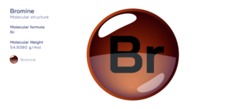 Bromine — Halogen Element Molecular Structure Vector Illustration