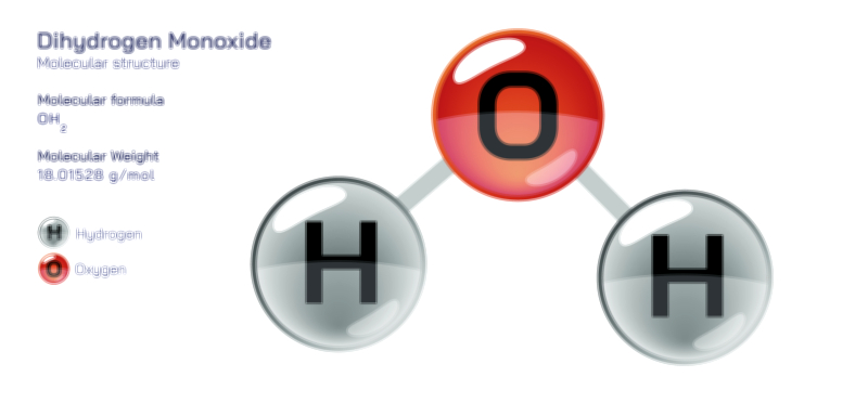 Dihydrogen Monoxide — Water Molecule Chemical Structure Vector Illustration
