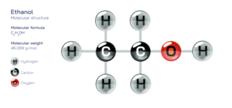 Ethanol Chemical Structure Vector Illustration | Alcohol Compound Diagram for Chemistry Education