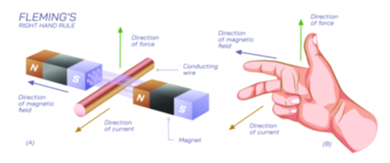 Fleming’s Right Hand Rule Vector Illustration | Generator Principle and Electromagnetic Induction Explained