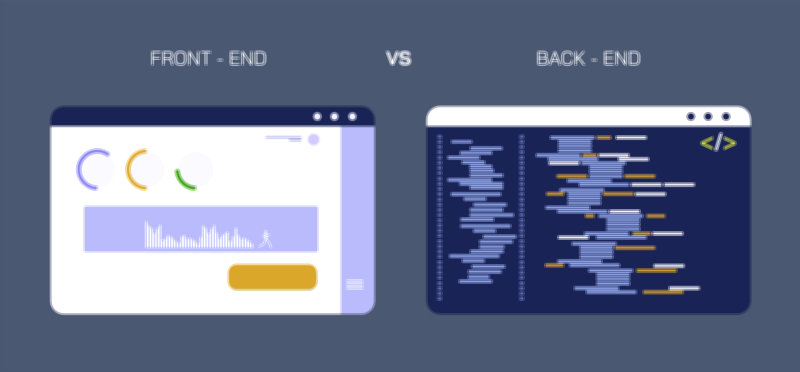 Frontend vs Backend Comparison Vector Illustration | Web Development Roles, Technologies, and Responsibilities
