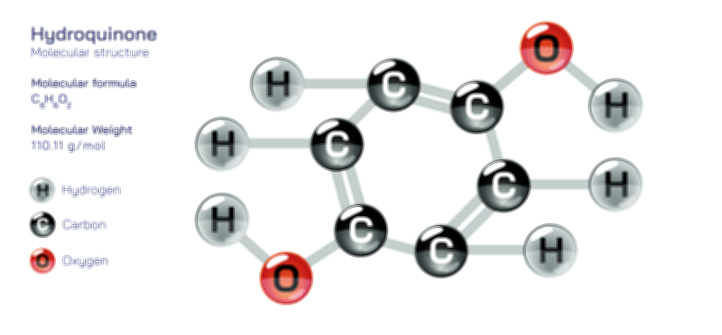 Hydroquinone Chemical Structure Vector Illustration | C₆H₆O₂ Molecule Diagram