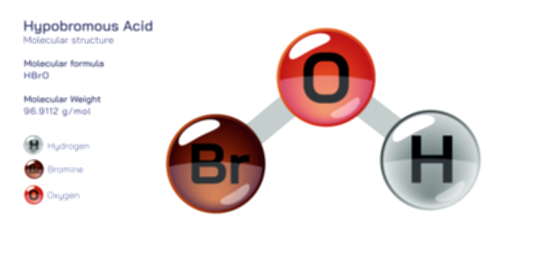 Hypobromous Acid Chemical Structure Vector Illustration | HOBr Molecule Diagram