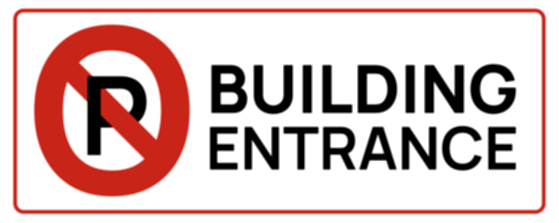 Building Entrance No Parking Sign vector illustration – Access Control and Traffic Management