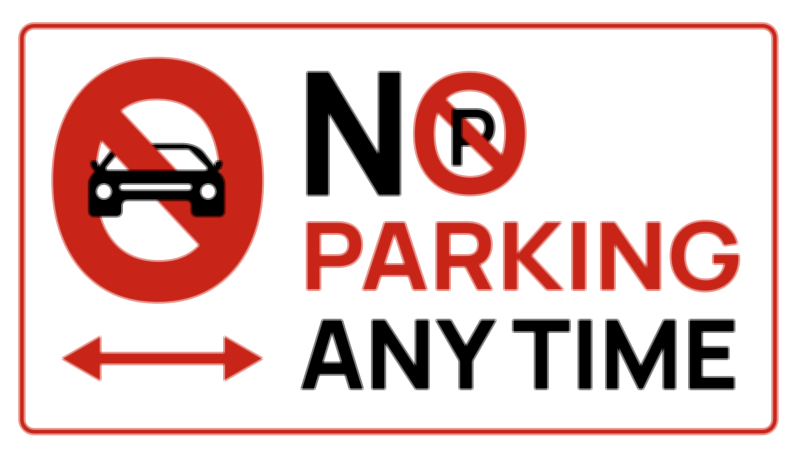 No Parking Anytime vector illustration – Traffic Restriction and Road Safety Sign