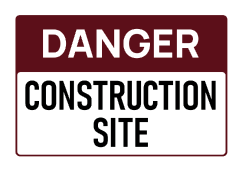 Danger Construction Site Vector Illustration — Safety Warning Sign Design