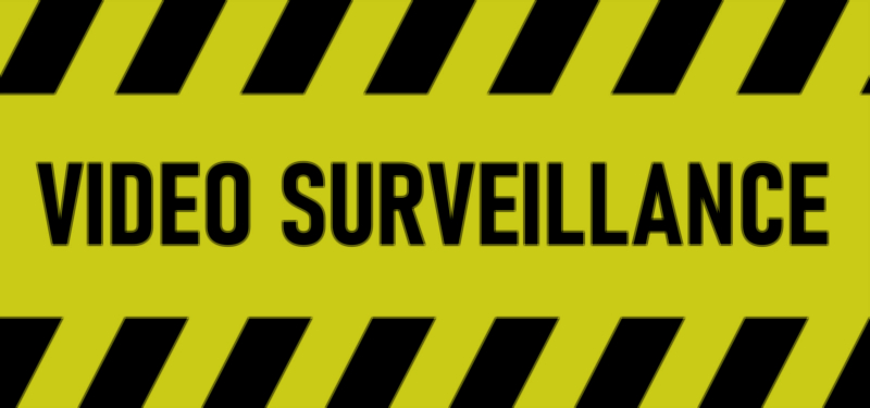 Video Surveillance Area Sign Vector Illustration — Security Camera Monitoring Warning Board