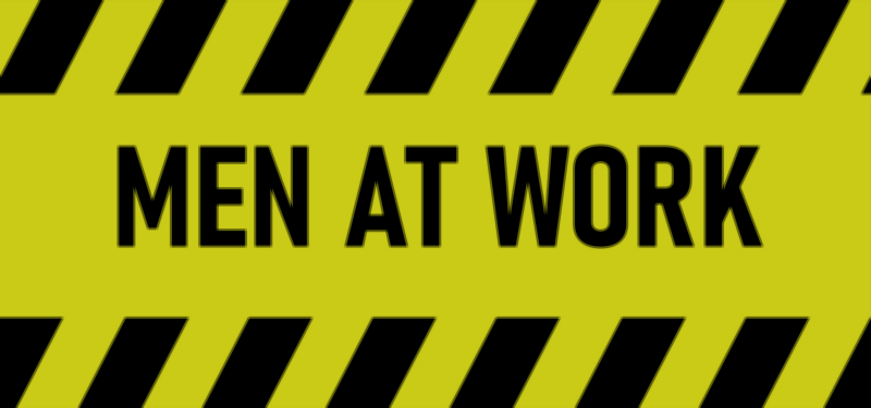 Men at Work Caution Sign Board Vector Illustration