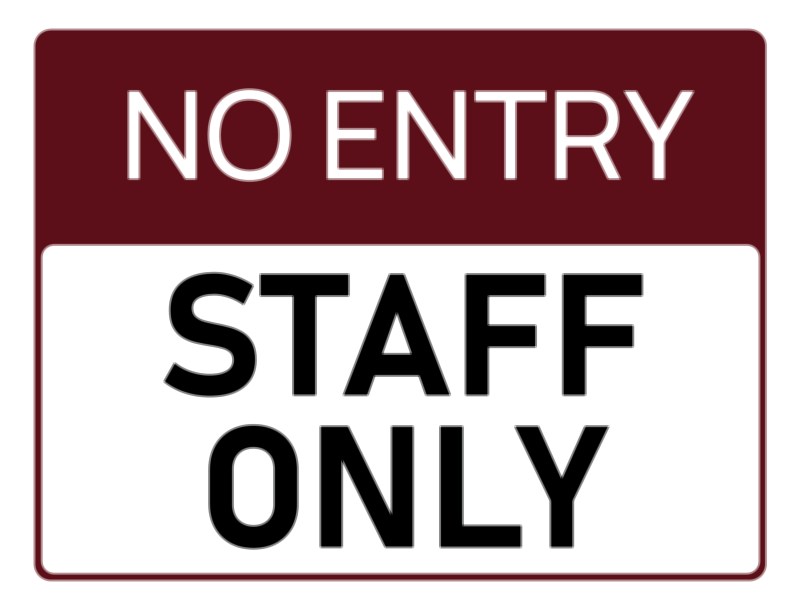 No Entry Staff Only Sign Board Vector Illustration