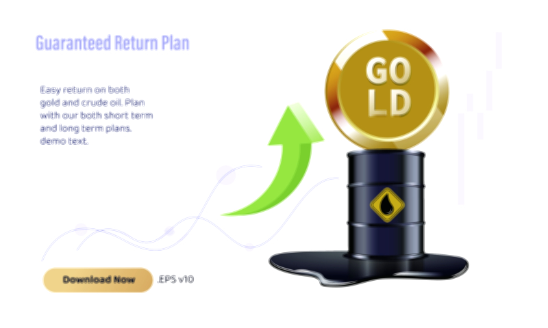 Investment in Crude Oil and Gold Vector Illustration