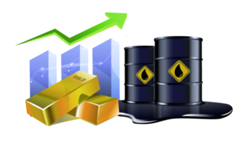 Crude Oil and Gold Investing Plan Vector Illustration for effective growth.