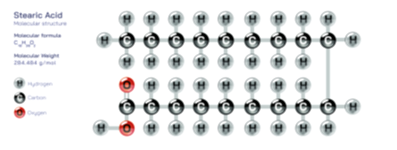 Stearic Acid molecular structure chemistry educational vector illustration for scientific research and classroom study