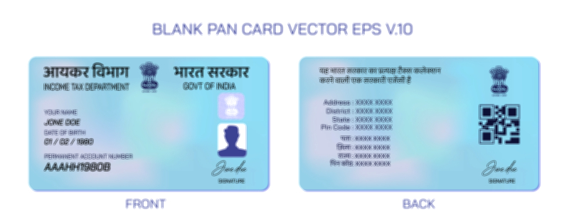 PAN Card Demo vector illustration for financial identity verification and educational purposes
