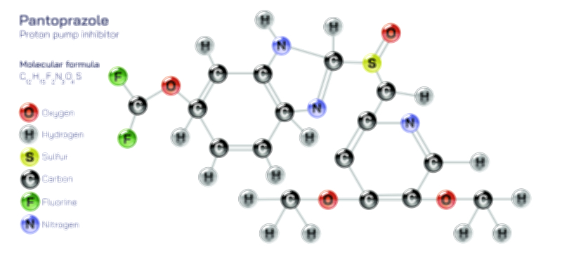 Pantoprazole medication vector illustration for medical education and digestive health awareness