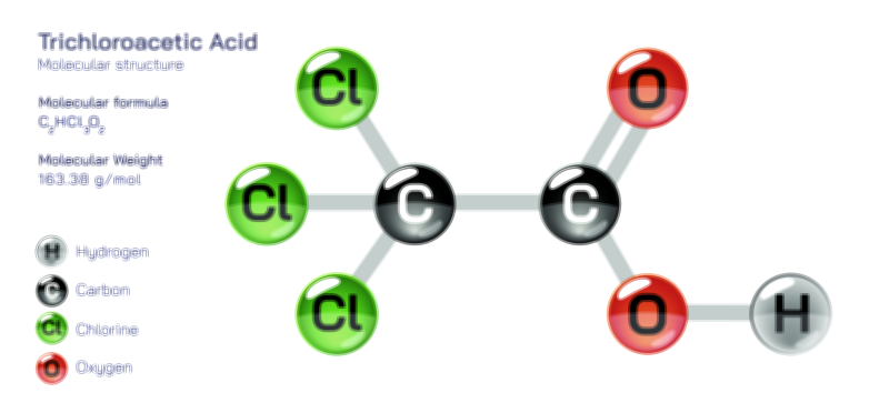 richloroacetic Acid molecular structure chemistry vector illustration for laboratory and education