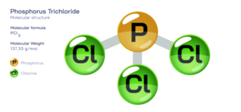 Phosphorus Trichloride Structure, Formula, and Industrial Uses | Chemical Compound Vector Illustration