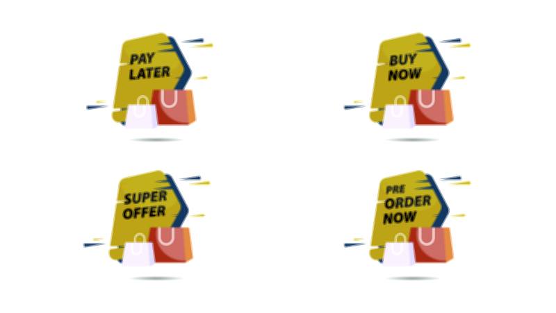 Pre Order Now, Shop Now, and Flash Sale UI Element Assets Vector Illustration – Modern E-Commerce Button Design