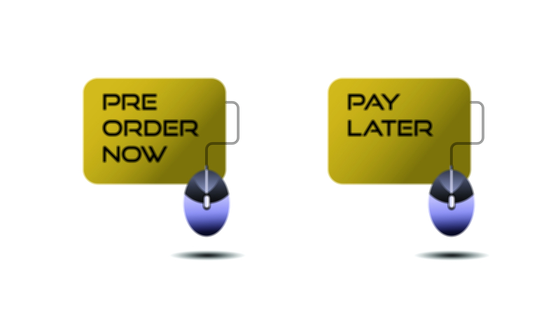 Pre Order Now Pay Later UI Asset Buttons Vector Illustration – Modern E-Commerce Call-to-Action Design