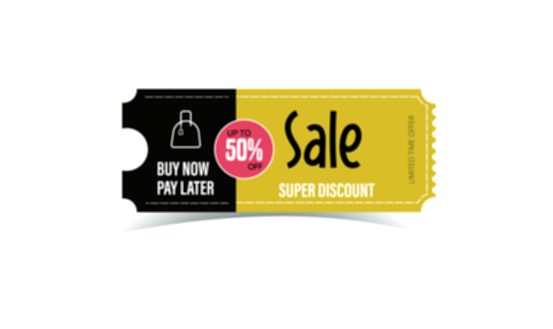 Buy now pay later super sale big discount vector illustration for UI ticket buttons