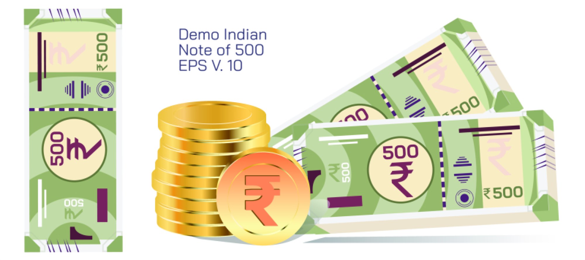₹500 Indian Currency Note Vector Demo Illustration for Design, Study, and Educational Reference