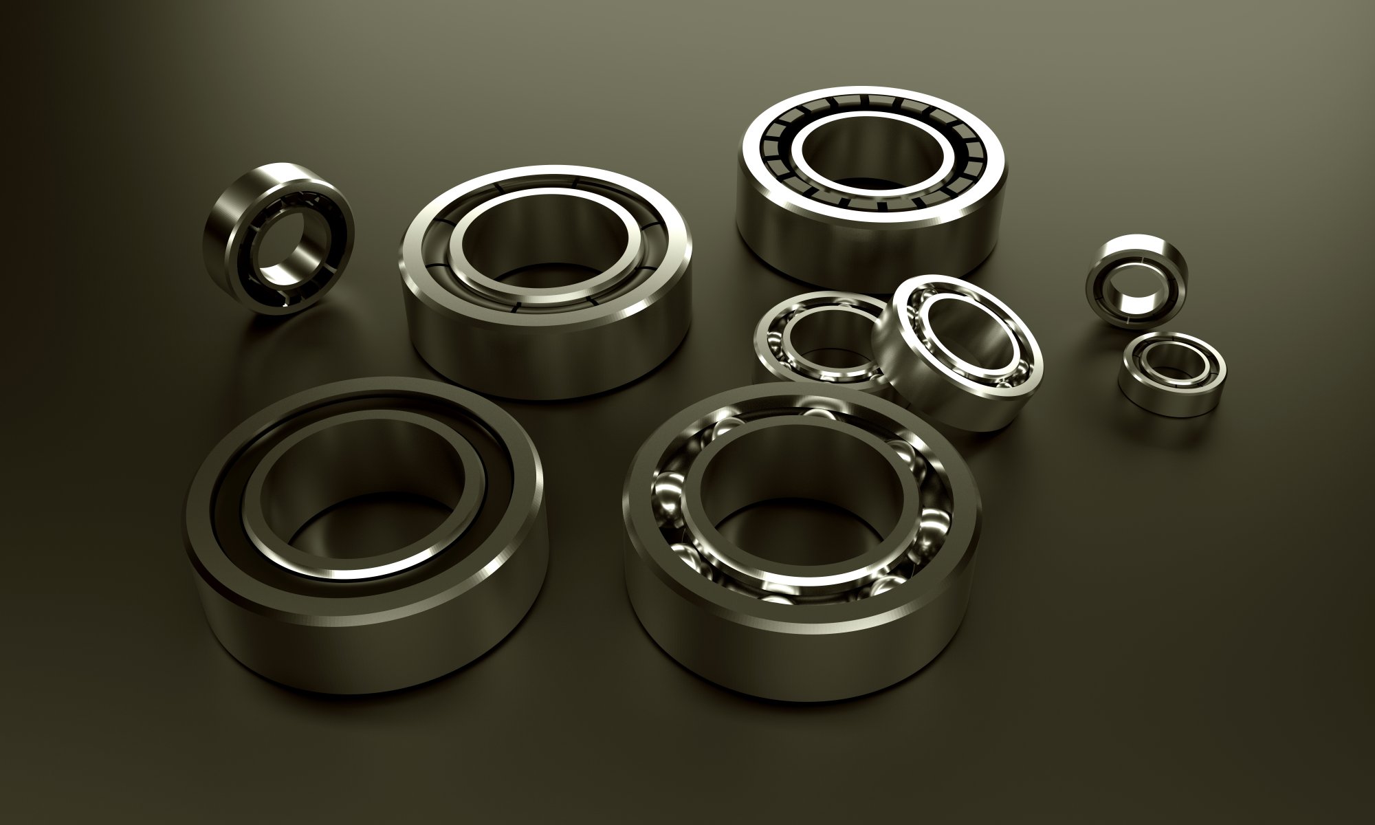 3D Rendered Types of Steel Bearings Explained with Detailed Mechanical Illustration