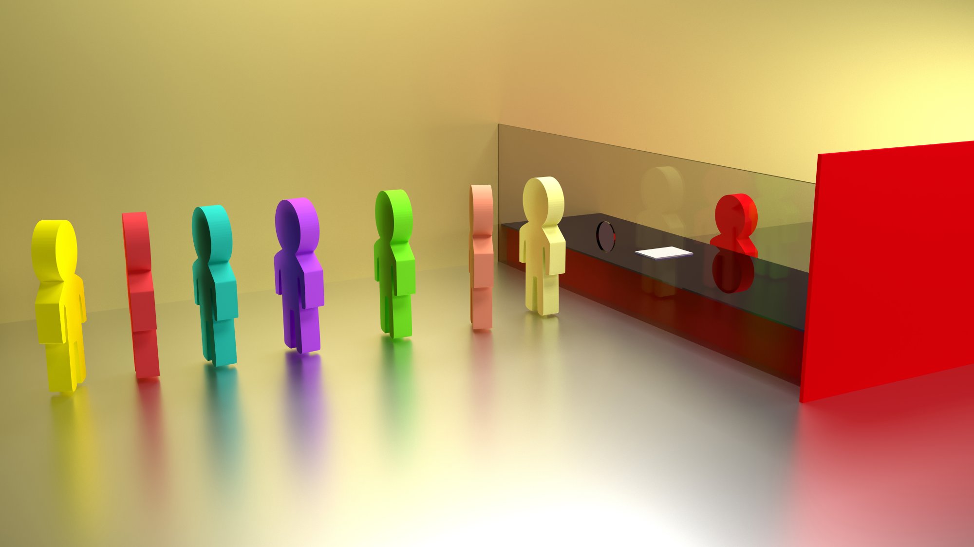 High Quality 3D Rendered Crowd in Queue Illustration for Public Space Concepts, Line Management, and Social Flow Graphics