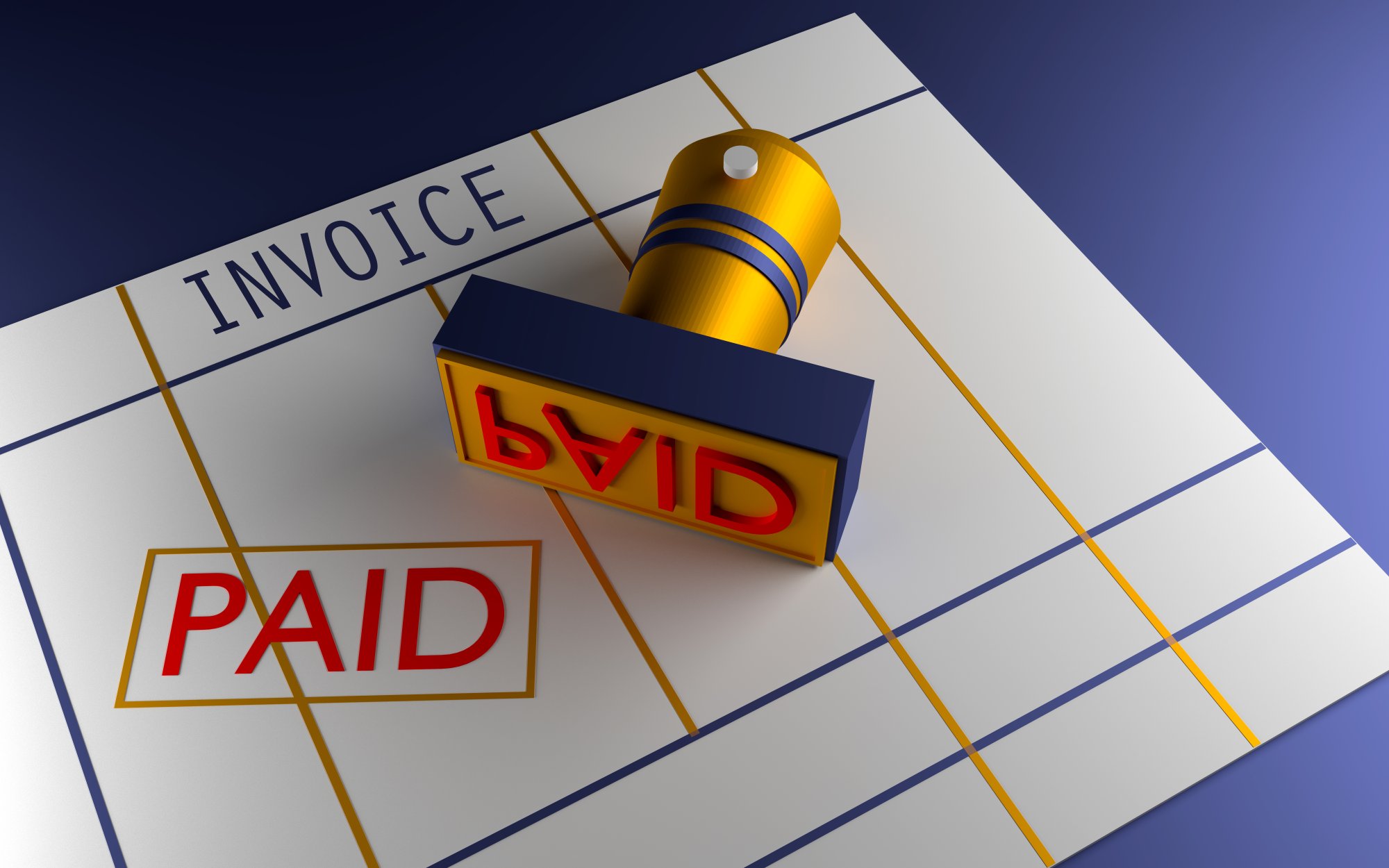 3D Rendered Illustration of Bill Paid Invoice Stamp for Accounting, Finance, and Payment Verification
