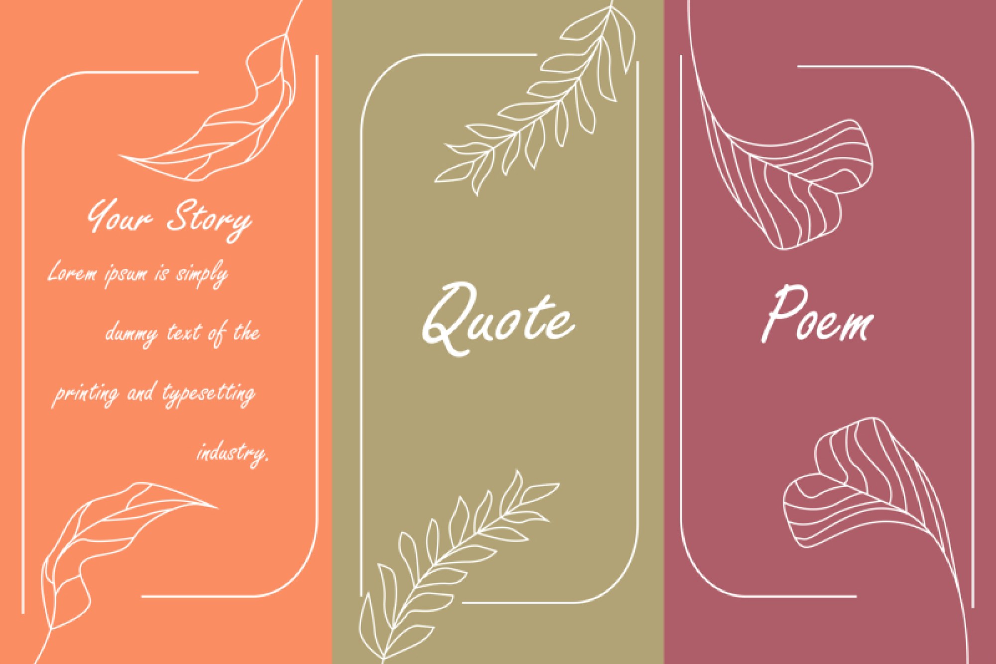 Elegant Royal Color Creative Background Set Featuring Inspirational Quote, Story and Poem Emblem Templates for Modern Visual Design