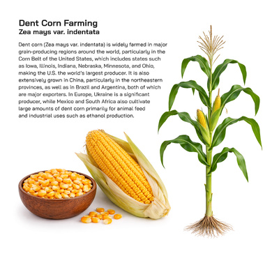 Dent Corn (Zea mays var. indentata) Farming Process, Soil Needs, Irrigation, Yield, Climate, and Global Origins