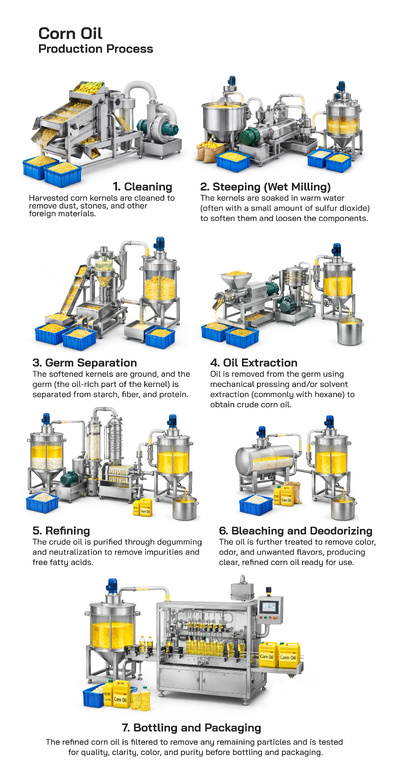 Corn Oil Production from Kernel to Bottle: Complete Processing, Refining, and Packaging Guide