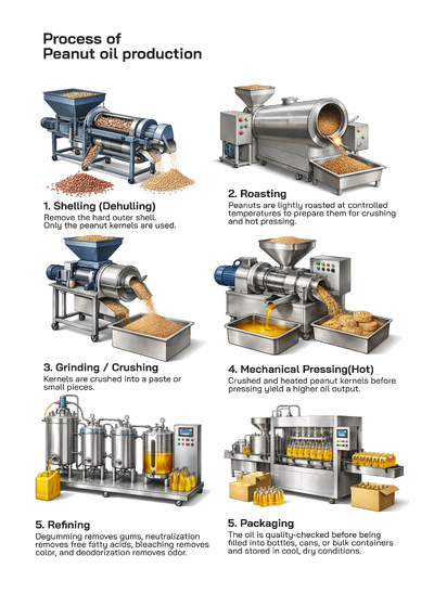 Peanut (Groundnut) Oil Production Process Step by Step from Seed to Refined Edible Oil