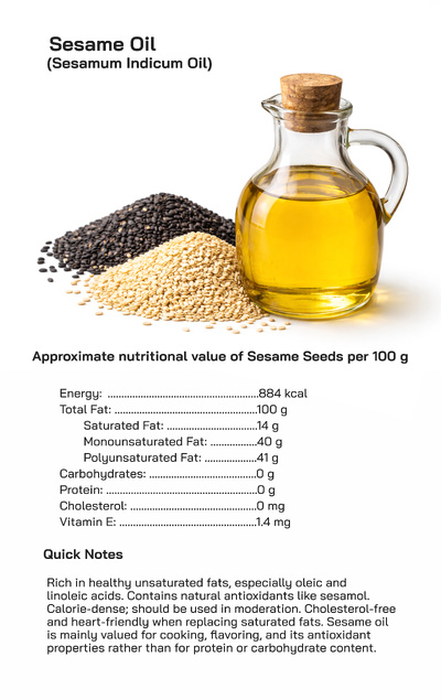 Sesame Oil or Sesamum indicum : Health Benefits, Culinary Uses, and Global Consumption Popularity