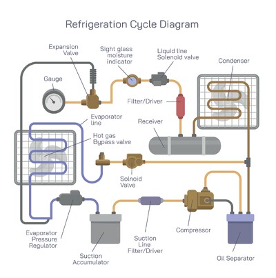 Refrigeration Cycle Diagram Explained – Working Principle, Components, and Cooling Process
