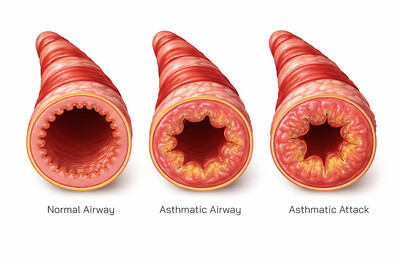 Normal Airway, Asthmatic Airway, and Asthmatic Attack Explained – Structural and Functional Differences