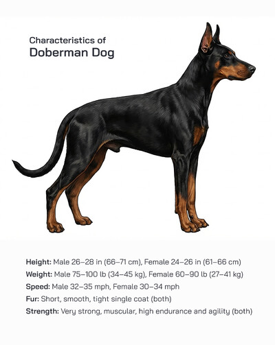 Doberman Dog – Characteristics, Origin, Body Structure, Behavior, Intelligence, Health, Training and Working Abilities