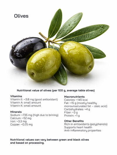 Characteristics of Olives: Types, 20 Best Table and Oil Olives, Health Benefits, Nutrition, Origin and Uses