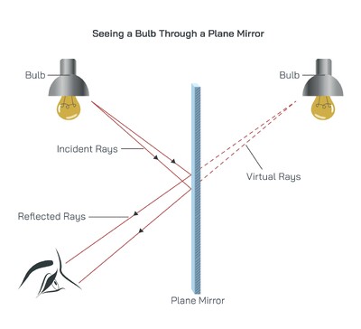 Seeing a Bulb Through a Plane Mirror: Reflection Process, Image Formation and Light Behavior Explained