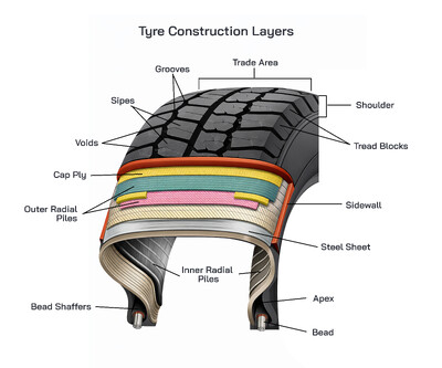 Tyre Construction Layers Explained: Structure, Materials, Functions, and Importance in Vehicle Performance