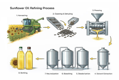 Sunflower Oil Refining Process Explained: Step-by-Step Stages from Crude Oil to Edible Cooking Oil