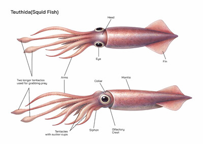 Teuthida (Squid Fish): Characteristics, Origin, Types, Body Structure, Environment, Food, and Habitat