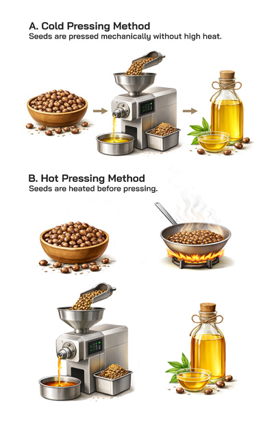 Cold Press vs Hot Press Oil Extraction: Differences from Seed to Final Oil